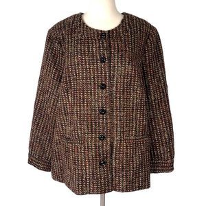 NWOT Serengeti Vintage Wool Blend Tweed Button Down Blazer Jacket